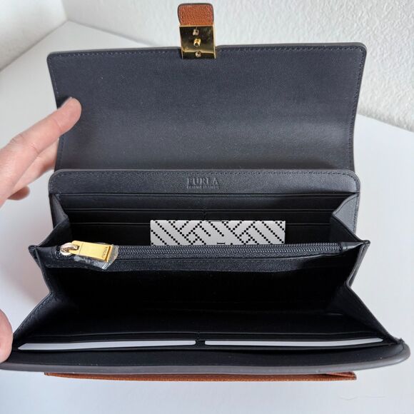 NWT Furla Metropolis Leather Colorblock Continental Wallet in Maroon Brown Slate - Picture 5 of 10